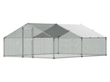 Metal Chicken Coop, 9.8x13.1x6.5 ft Large Walk-in Chicken Runs with Cover, Spire Roof Hen House V952-JSJS342MJDDMF1LS3001V0