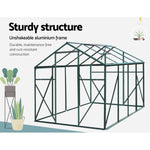 Green Fingers Greenhouse 2.52x1.9x1.83M Aluminium Polycarbonate Green House Garden Shed GH-ALU-252X190-GN-AB