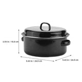 24cm Black Enamel Roasting Pan with Lid - Household Cooking Pot for Home Kitchen Use V1366-AZ2-W-20297