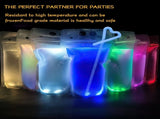 20 Pcs Glow in Dark Drink Pouch Cups with 20 Straws, Light Up Cups with Flashing Color, Glow in V1369-AZ3-W-16364