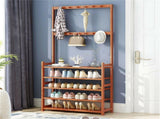 Bamboo 5-Tier Hat Coat Shoe Rack Entryway Bench Hanger Storage V178-66750