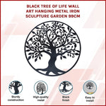 Black Tree of Life Wall Art Hanging Metal Iron Sculpture Garden 99cm V63-822661