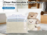 10Pcs Plastic Storage Bags, 16 x 24 5 Gallon Extra Large Clear Reclosable Zipper Bags for Clothes, V1192-AZ-W-17425