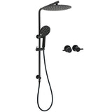 Matt Black Dual Shower 12" Large Shower Rain Head Handheld Silde Wall Rail Twin Taps Set V1233-C4902B22PHR002M4CBKSR112BCPF0282ABK