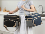 Navy blue Dual Layer Insulated Lunch Bag 12L Large Capacity Cooler Tote with Adjustable Strap V888-ELOSUNG40710