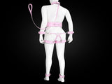 Full Body PU Leather Bondage Restraint Set with Collar, Leash, Cuffs & Harness - Adjustable Adult V888-ELOSUNG29450