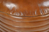 CARAMEL GROOVED LEATHER OTTOMAN V742-M21066