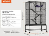 69" Metal Small Animal Cage 4-Tier Rolling Ferret Cage with Tray 3 Ramps V952-JSXDL301869I2SROXV0