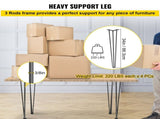 Hairpin Table Legs 34 inch Black Set of 4 Desk Legs Each 220lbs Capacity Hairpin Desk Legs 3 Rods V952-TZZT4PCS34YC3G001V0