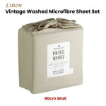 Blake & Lindsay Linen Vintage Washed Microfibre Sheet Set 40cm Wall Double V442-LED-SHEETS-WASHEDMICROFIBRE-LINEN-DS