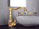 Antique Retro Style Solid Brass Kitchen Bathroom Basin Sink Faucet Hot Cold Pipes Mixer Tap V1294-YM0722-JY03355