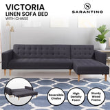 Sarantino Linen Fabric Corner Sofa Bed Couch Lounge w/ Chaise D.Grey SOFA-6912-LNN-DGY