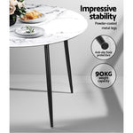 Artiss Dining Table Round Marble Effect 110CM DINING-B-MAR11075-GY-AB