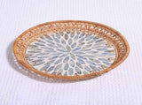 Hand-Woven Rattan Tray, Shell Basket Rattan Round Tray, Coffee Tray Decor for V1366-AZ2-W-13544