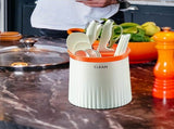 Kitchen Cutter Holder with Chopstick Draining Box Orange Multi Purpose Rotating Stand V1369-AZ3-W-18219