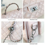 White Quilted Chain Shoulder Bag with Golden Star Charm - PU Leather Small Square Crossbody V888-ELOSUNG56163-5