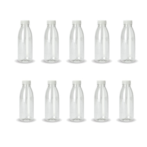 10x 300ml PET Juice Bottles + Tamper Evident Caps - Empty Plastic Recyclable Clear V238-SUPDZ-32470510239824