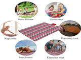 Red Stripes Stitching Premium Picnic Mat - Extra Thick & Waterproof Oxford Cloth Camping Blanket V888-ELOSUNG21268