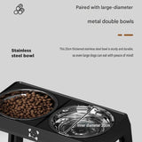 Grey Adjustable Elevated Dog Bowl Stand with Stainless Steel Double Bowls, Foldable Raised Pet V888-ELOSUNG53425