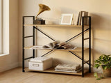 CARLA HOME 3 Tier Bookshelf - Industrial Display Shelf - Brown - Rustic - Steel - Living Room Office V178-36412