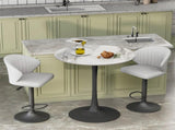 P&P Glossy Jade Round Sintered Stone Bar Table With Black Base For Stylish Interiors V767-ZT729BK-XNE