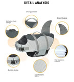 Size XL Grey Pet Life Jacket for Dogs - Summer Swimming Safety Vest with Shark Fin for Small to V888-ELOSUNG23302