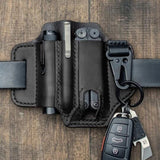 Handmade Leather Multitool Sheath, EDC Belt Pocket Organizer, Flashlight Holster, Storage Belt Waist V1370-AZ4-05825