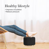 Fabric Ottoman Round Wooden Leg Foot Stool - BLACK V274-FT-GQST01-BK