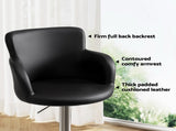 Artiss 1x Leather Bar Stools Swivel Adjustable Gas Lift PU Counter Chairs Black BA-K-7200-BK