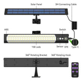 Solar Powered LED Motion Sensor Wall Light, Black, 2000LM, IP65, 3 Modes LSB-59173
