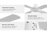 Devanti 52'' Ceiling Fan DC Motor 4 Blades w/Remote - White CF-B-52NL-WH