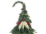 Artificial Mini Xmas Tree 15.7 Inch Cute Old Man Tabletop Artificial Xmas Pine Tree with Wooden Base V1294-YM0901-240709HL09-1