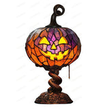 Pumpkin Table Lamp for Halloween Decor, Faux Stained Glass Pumpkin Light for Bedroom Nightstand V1192-AZ-W-26474