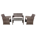 Gardeon 4 PCS Outdoor Sofa Set with Storage Cover Rattan Chair Furniture Grey ODF-RATTAN-4PC-AB-GE-COVER