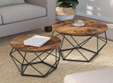Set of 2 Side Tables Robust Steel Frame Rustic Brown and Black V178-11796