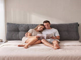 Giselle Headboard Pillow for Sitting in Bed, Upgraded Shredded Foam Reading Wedge Cushion for Lumbar HBP-WAVBTN-COR-GY-K