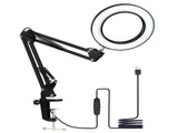 Tomshine Flexible Clamp-on Table Lamp Swing Arm Dimmable LEDs Desk Light 3 Color Modes & 10 V1294-YM0901-LT168