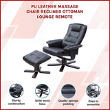 PU Leather Massage Chair Recliner Ottoman Lounge Remote V63-771935