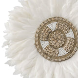 Handcrafted Round Hanging Feather & Shell Wall Art 40x40cm V637-33799FEA