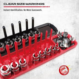 SEDY 8Pcs Magnetic Socket Organizer Tray Metric SAE Sockets Storage Holder Tool V465-85003