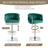 SERENIT Modern Velvet Breakfast Bar Stools Swivel Barstools Adjustable Counter Stools with Backrest V255-SE-SP1782R-GREEN