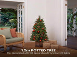 Christabelle Sable Fir Christmas 3pc Set 1.2m Potted Tree 61cm Wreath 2.74m Garland with Multic CMB-SENSF4P-WG