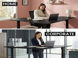 FORTIA Corner Standing Desk, 160x140cm, 72-118cm Sit to Stand Up Electric Height Adjustable, Black V219-ADKCORFOR1BKKA
