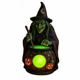 Witch Halloween Decor - Halloween Witch Lamp with Lighting Cauldron,Resin Scary Witch Figure V1370-AZ4-16190