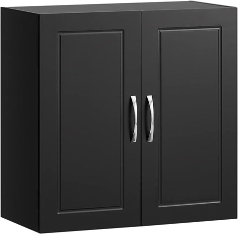 Wall Storage Cabinet Double Doors, Black V178-65683