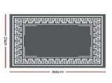 Gardeon Outdoor Rugs 274x366cm Large Carpet Reversible Area Mat PP Dual-Sided Patio Rug Greek Key OR-9X12FT-FRAME-GY