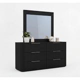 Solid Rubber Wood Dresser with Mirror in Black colour V43-DRS-ARLO-BL