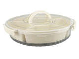 Divided Serving Tray with Lid PP PET Sealed Rotatable Clear Snack Spinner Food Platter Charcuterie V1294-YM0901-3118240178811