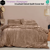 Ardor Vivienne Champagne Crushed Velvet Quilt Cover Set Queen V442-INT-QUILTCS-VIVIENNE-CHAMPAGNE-QS