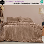 Ardor Vivienne Champagne Crushed Velvet Quilt Cover Set King V442-INT-QUILTCS-VIVIENNE-CHAMPAGNE-KI